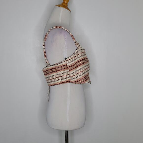 NEW Zara Origami Jacquard Crop Top Tank Sleeveless Tribal Knit Off White Large - Picture 3 of 12